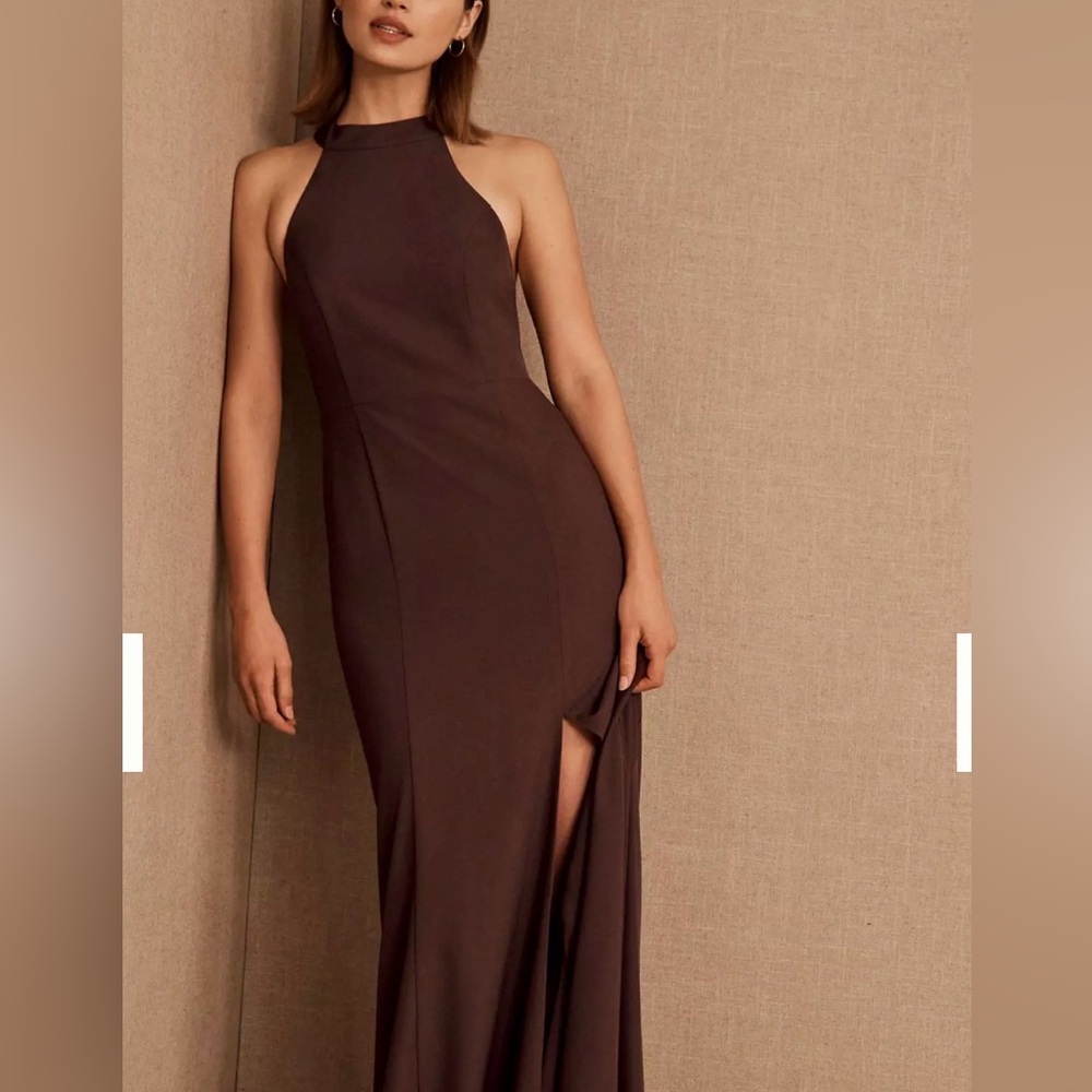 BHLDN Seraphina Cocoa Crepe Maxi Dress